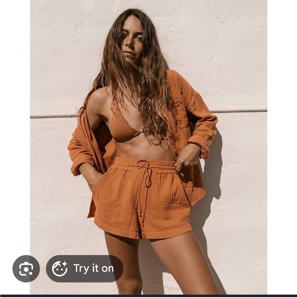 Top and short set cotton gauze